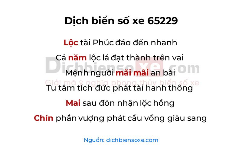 Dịch thơ biển số 65229