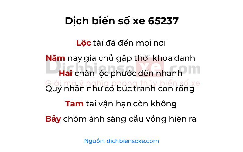 Dịch thơ biển số 65237