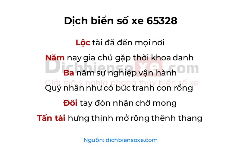 Dịch thơ biển số 65328