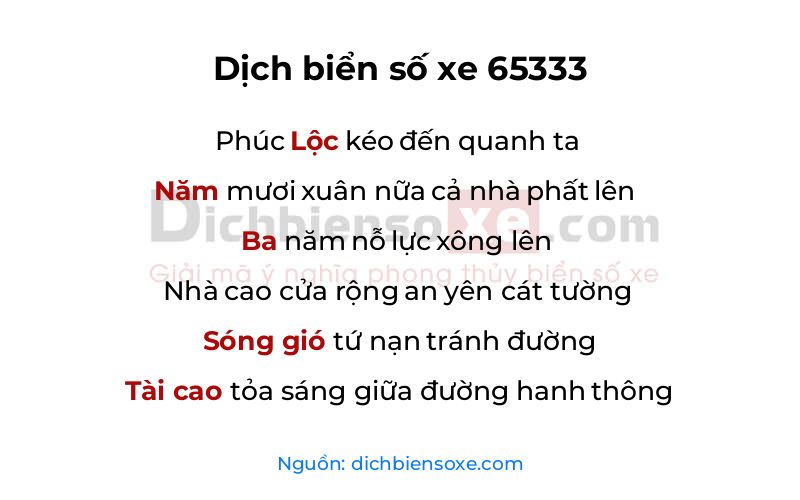 Dịch thơ biển số 65333