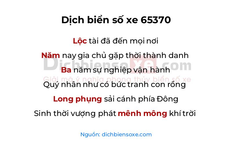 Dịch thơ biển số 65370
