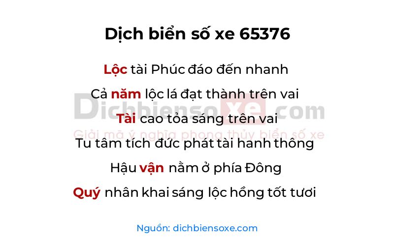 Dịch thơ biển số 65376