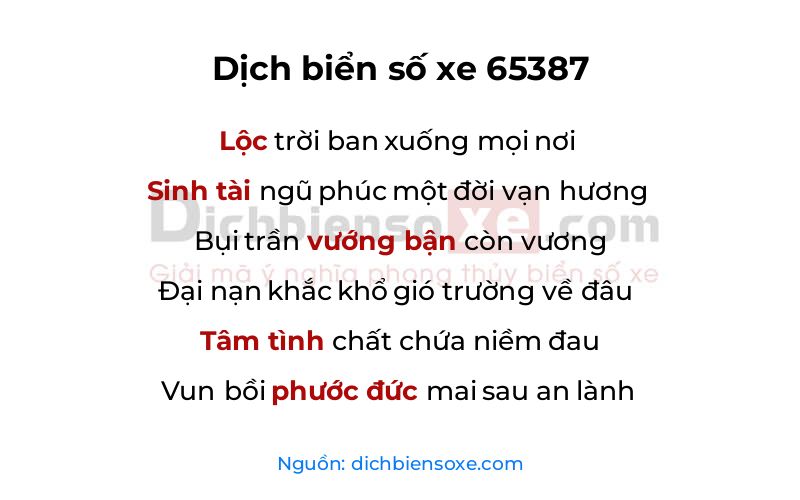 Dịch thơ biển số 65387