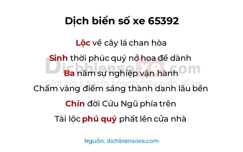 Dịch thơ biển số 65392