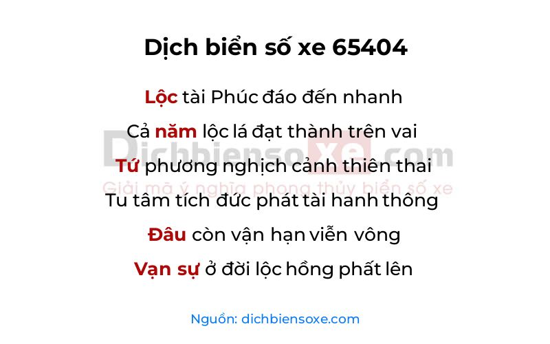 Dịch thơ biển số 65404