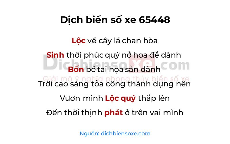 Dịch thơ biển số 65448
