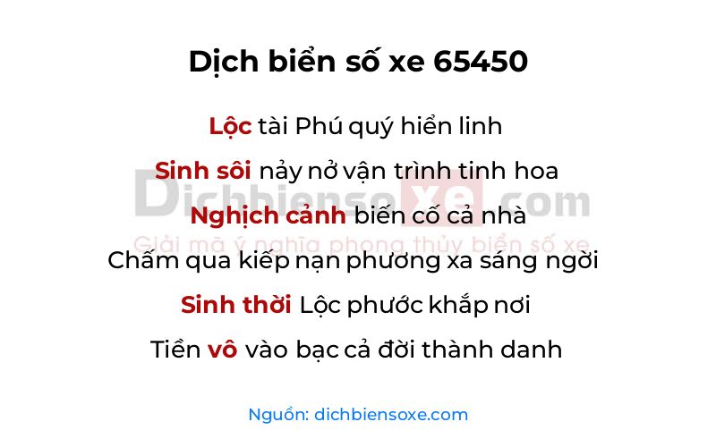 Dịch thơ biển số 65450