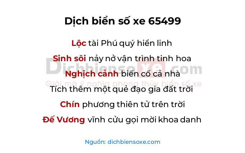 Dịch thơ biển số 65499