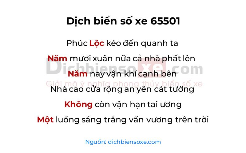 Dịch thơ biển số 65501