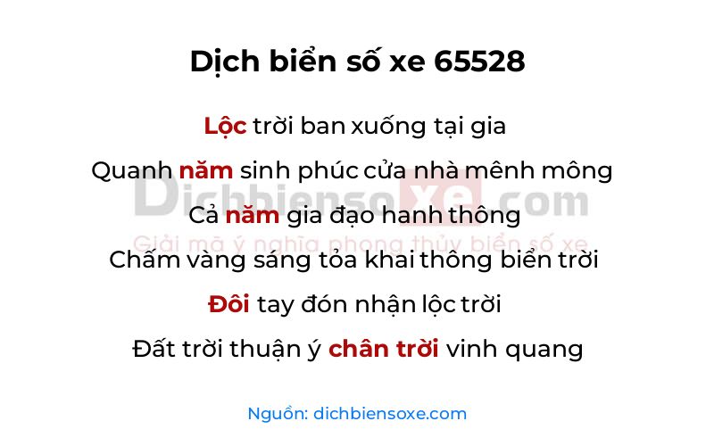 Dịch thơ biển số 65528