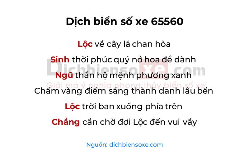 Dịch thơ biển số 65560