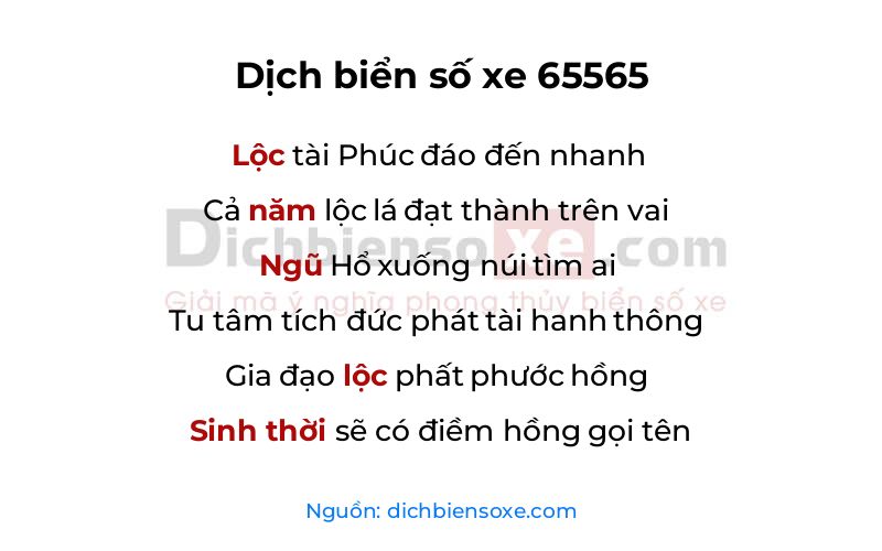 Dịch thơ biển số 65565