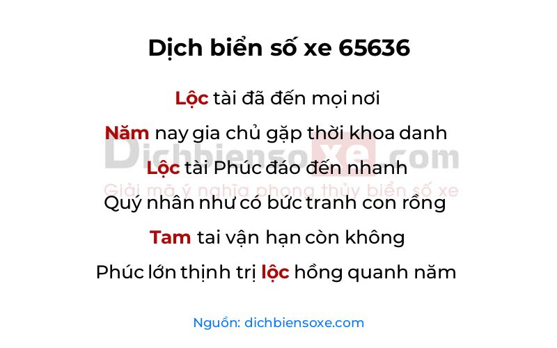 Dịch thơ biển số 65636