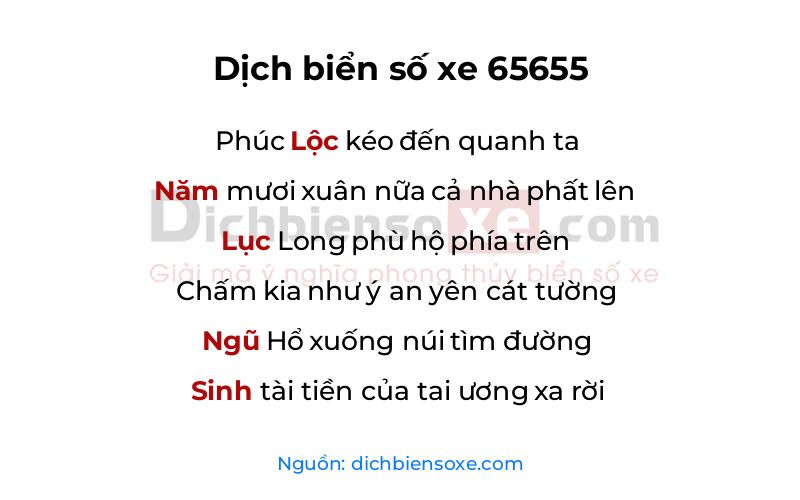 Dịch thơ biển số 65655