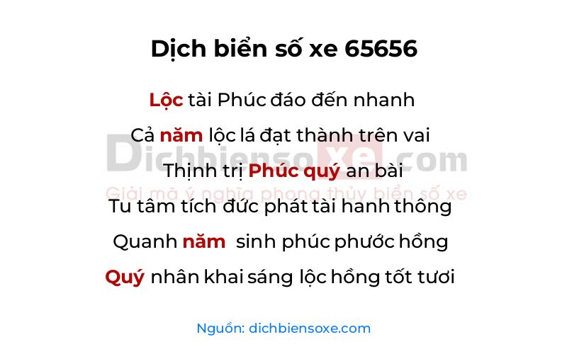 Dịch thơ biển số 65656