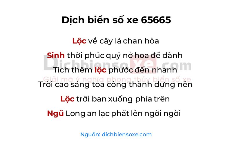 Dịch thơ biển số 65665