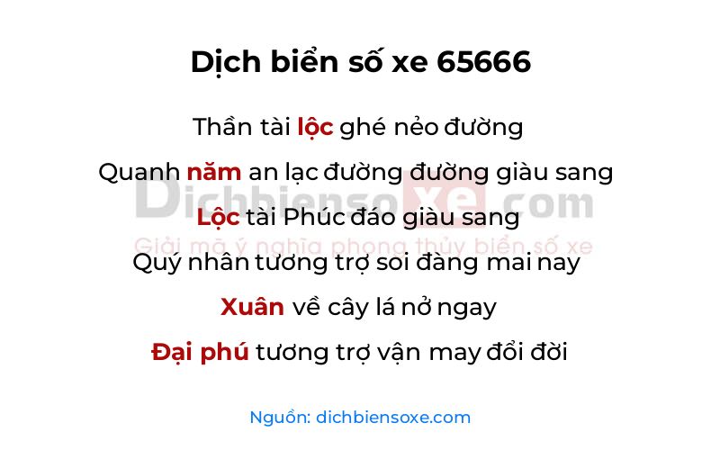 Dịch thơ biển số 65666