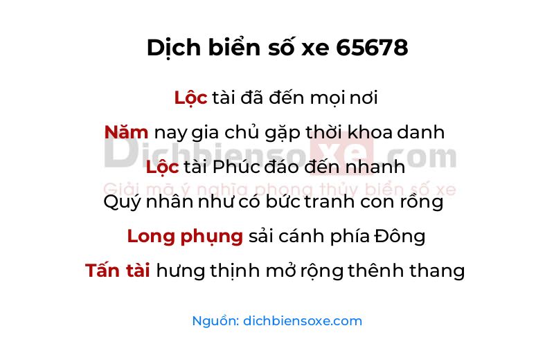 Dịch thơ biển số 65678