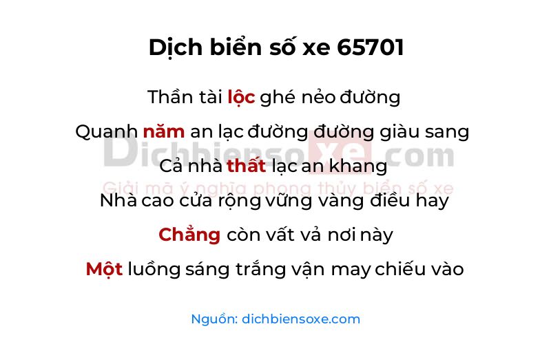 Dịch thơ biển số 65701