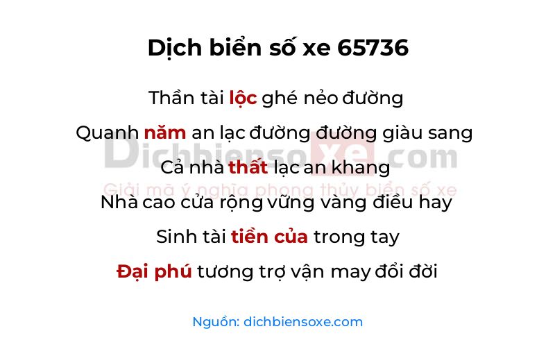 Dịch thơ biển số 65736