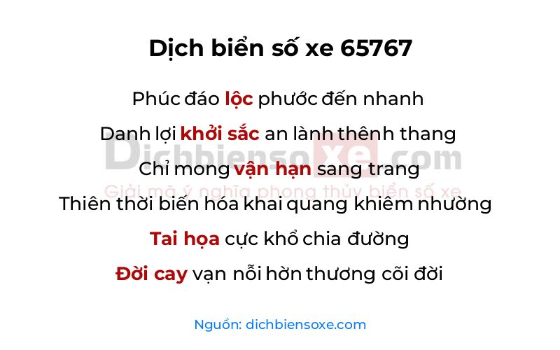 Dịch thơ biển số 65767