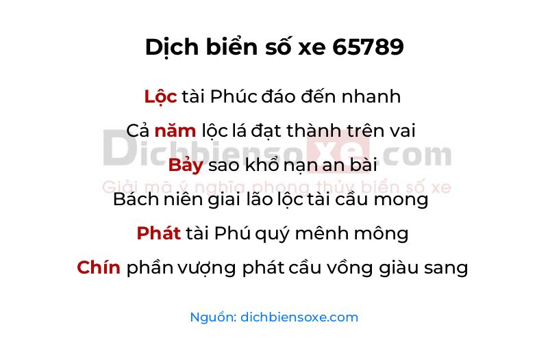 Dịch thơ biển số 65789