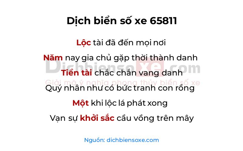 Dịch thơ biển số 65811
