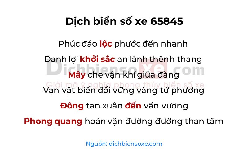 Dịch thơ biển số 65845