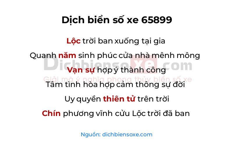 Dịch thơ biển số 65899