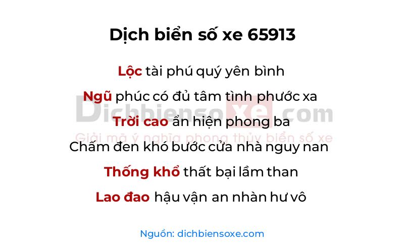 Dịch thơ biển số 65913