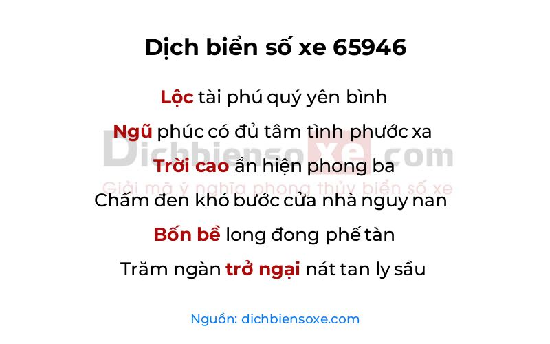 Dịch thơ biển số 65946
