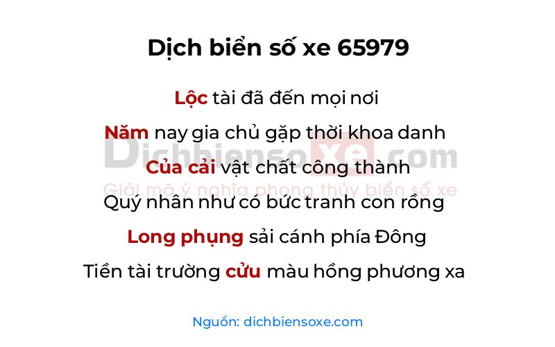 Dịch thơ biển số 65979