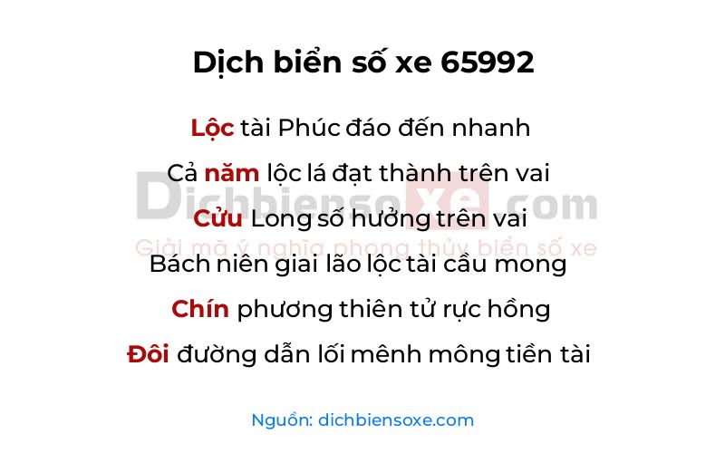 Dịch thơ biển số 65992