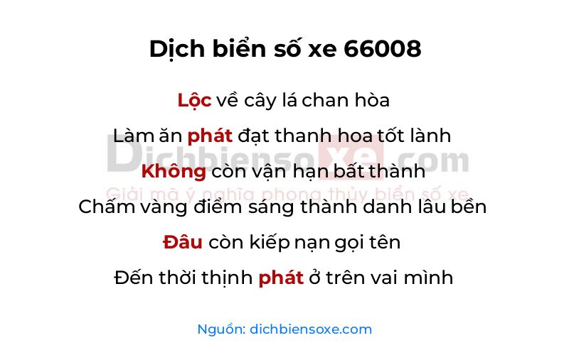 Dịch thơ biển số 66008