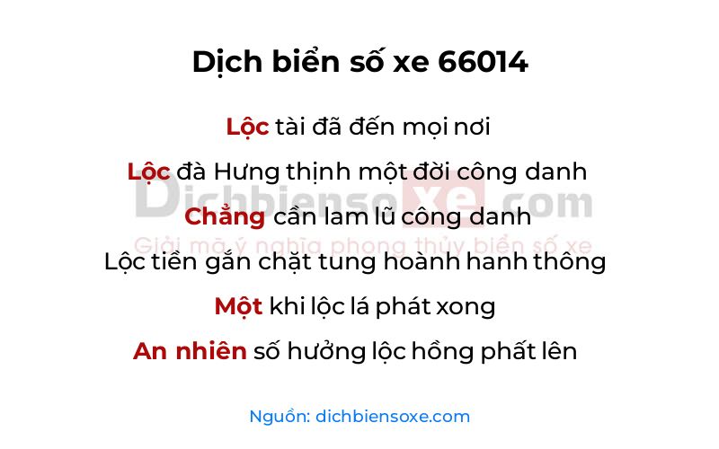 Dịch thơ biển số 66014