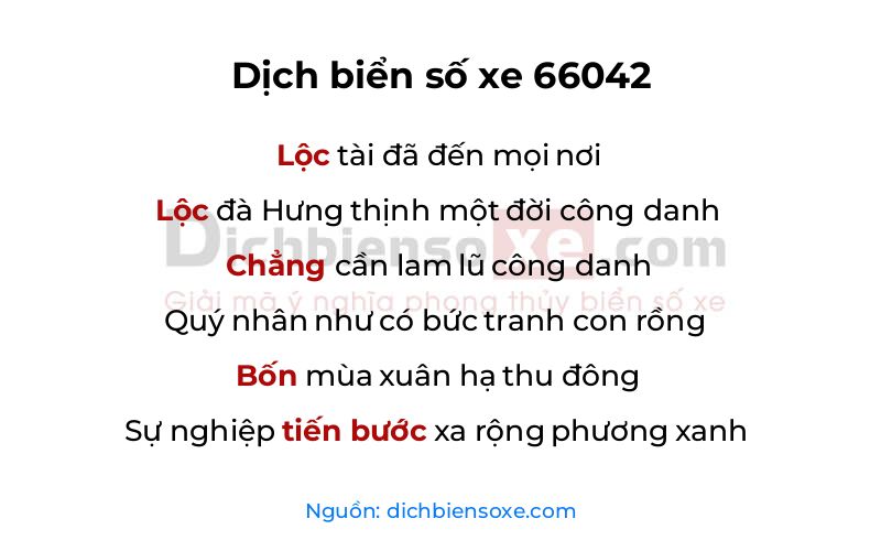 Dịch thơ biển số 66042