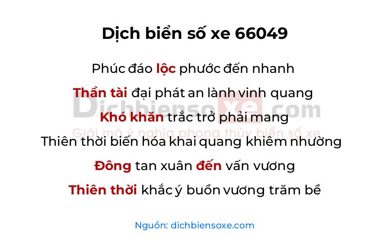 Dịch thơ biển số 66049
