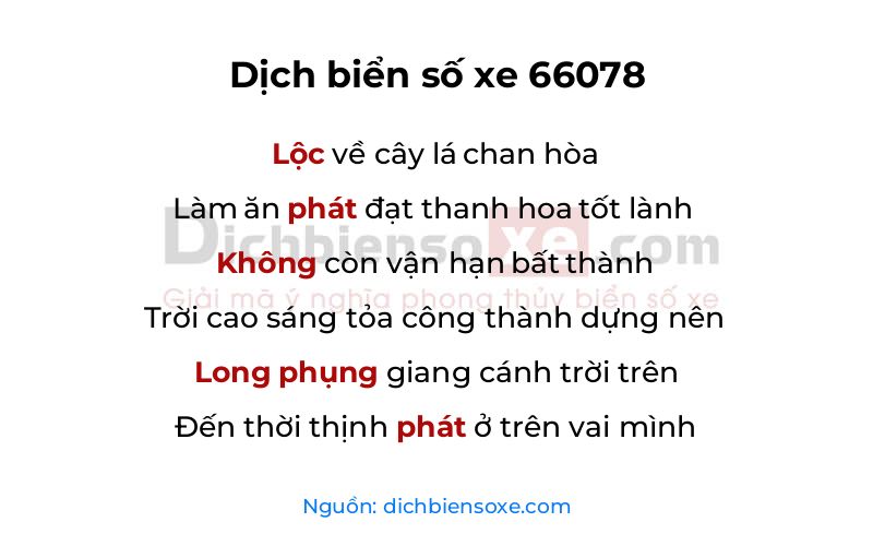 Dịch thơ biển số 66078