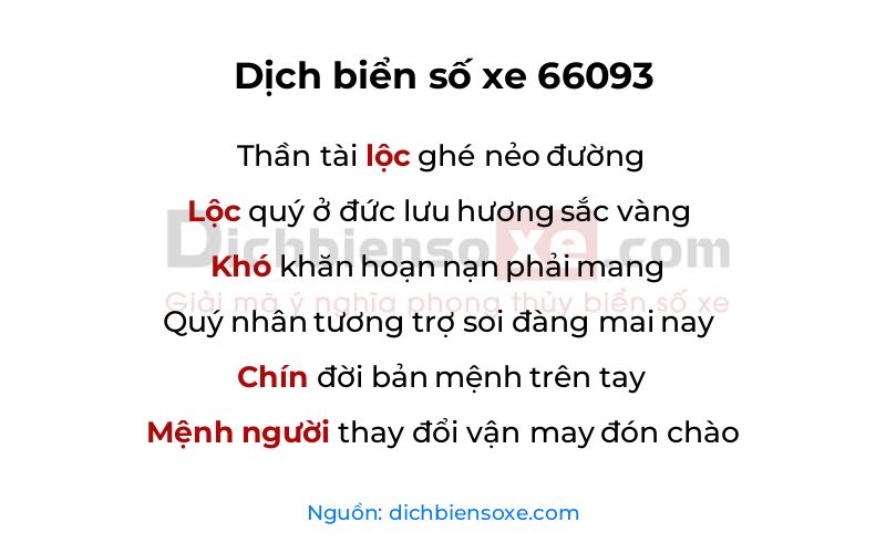 Dịch thơ biển số 66093