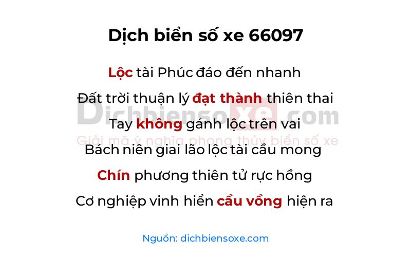 Dịch thơ biển số 66097