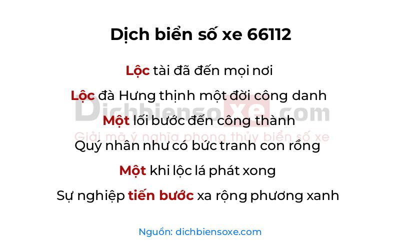 Dịch thơ biển số 66112