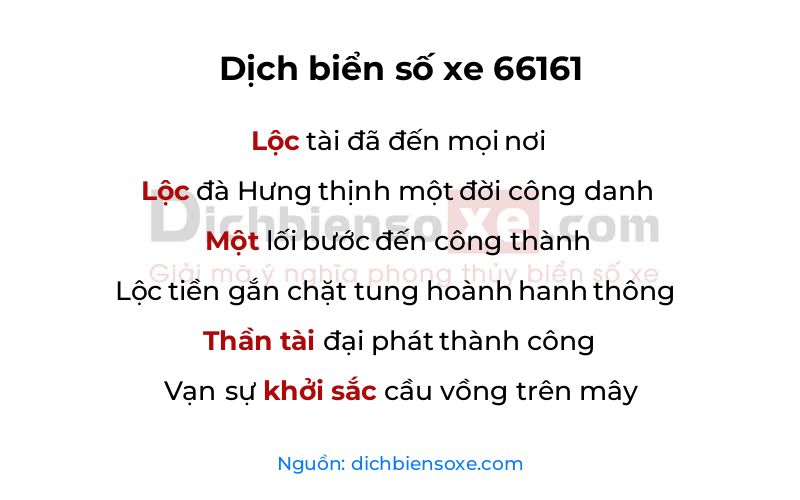 Dịch thơ biển số 66161