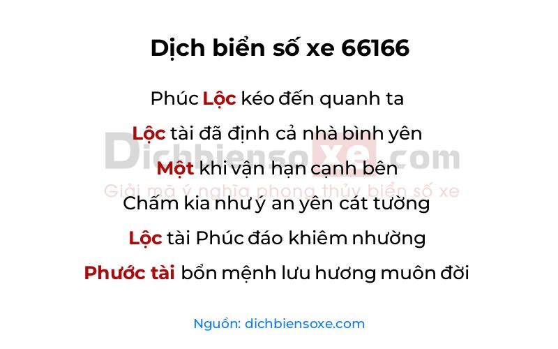 Dịch thơ biển số 66166