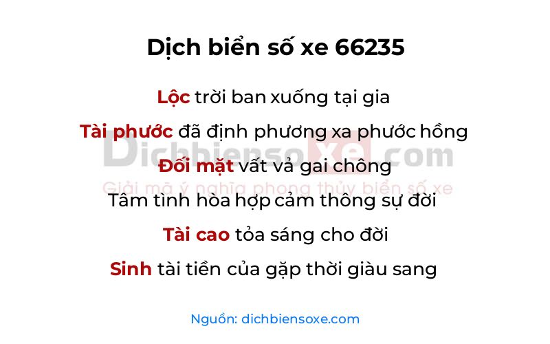 Dịch thơ biển số 66235