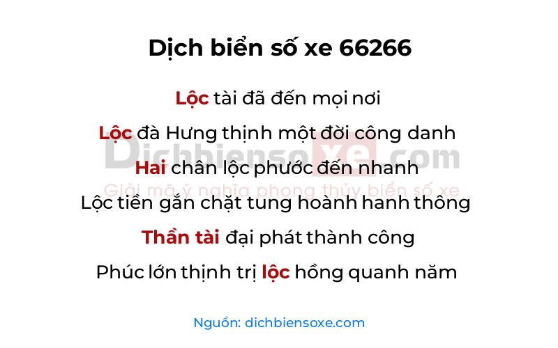 Dịch thơ biển số 66266