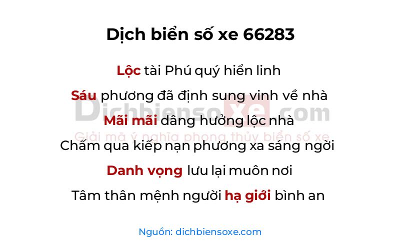 Dịch thơ biển số 66283