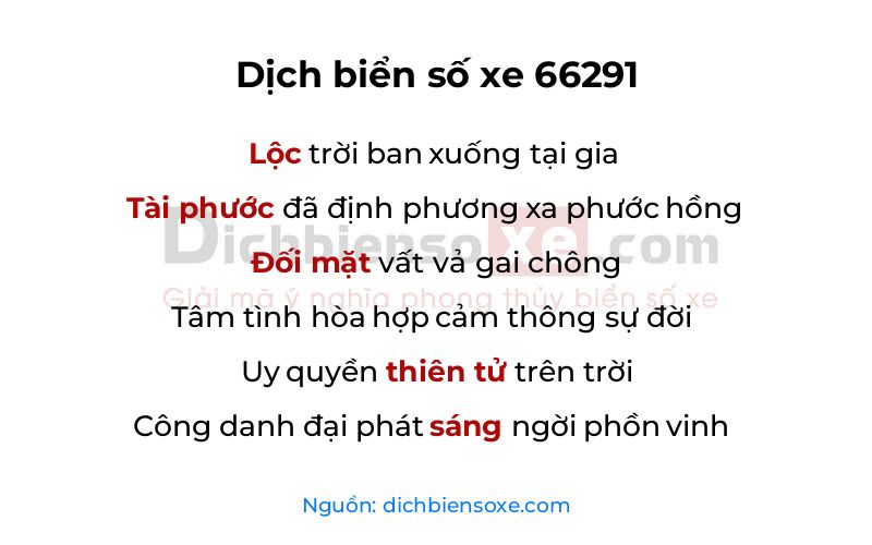 Dịch thơ biển số 66291