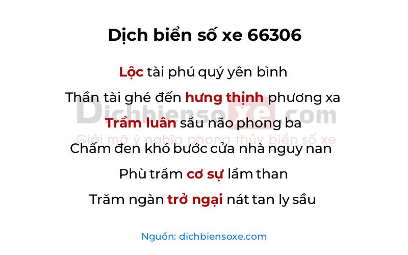 Dịch thơ biển số 66306