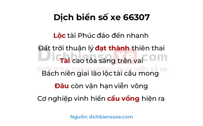 Dịch thơ biển số 66307