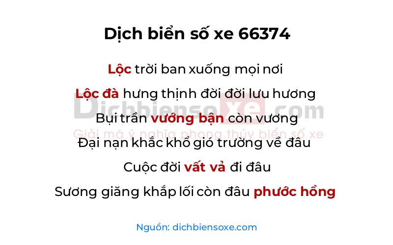 Dịch thơ biển số 66374